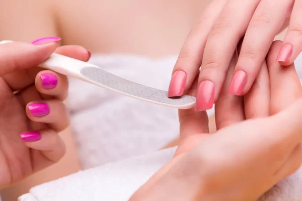 Woman hands during manicure session — Stock Photo, Image