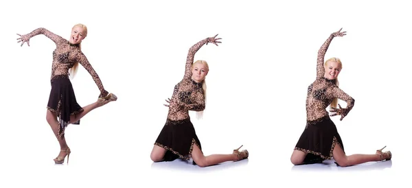 Woman dancing isolated on the white — Stock Photo, Image