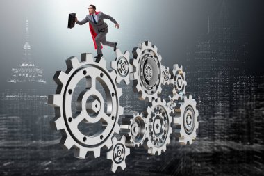 Çarklı takım çalışması kavramında iş adamı