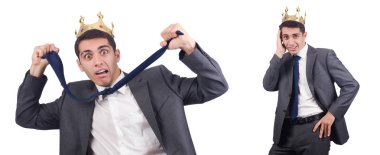 üzerinde beyaz izole iş adamı