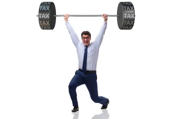Businessman under  heavy burden of taxes — Stock Photo, Image