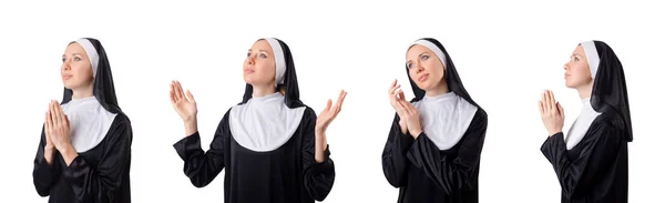 Красивая монахиня изолирована на белом — стоковое фото