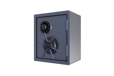 Çelik para güvenli beyaz - 3d render izole