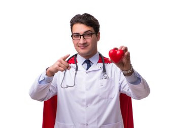 Süper kahraman doktor beyaz izole
