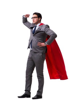 Süper kahraman iş adamı beyazda izole edilmiş