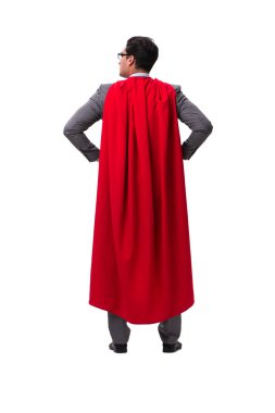 Süper kahraman iş adamı beyazda izole edilmiş