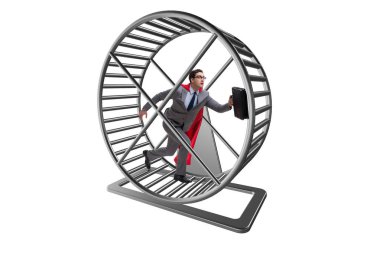 Hamster tekerlek üzerinde çalışan işadamı ile iş kavramı