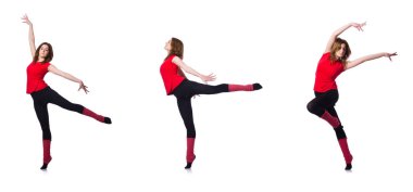 Beyaz egzersiz genç jimnastikçi