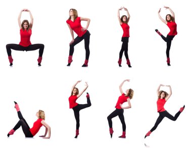 Beyaz egzersiz genç jimnastikçi