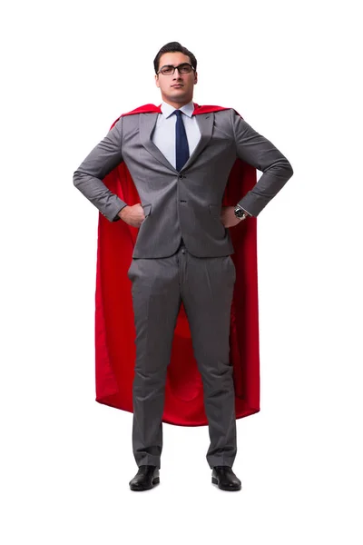 Super hero businessman isolated on white — Stock Photo, Image