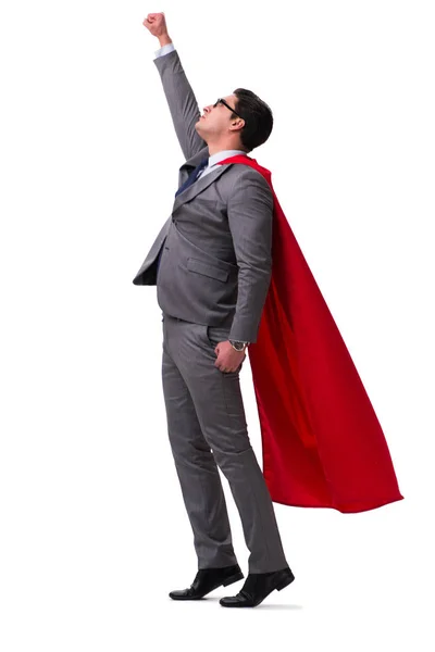 Super bohater biznesmen odizolowany na biały — Zdjęcie stockowe