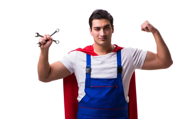 Superhelden-Reparateur isoliert auf dem weißen — Stockfoto
