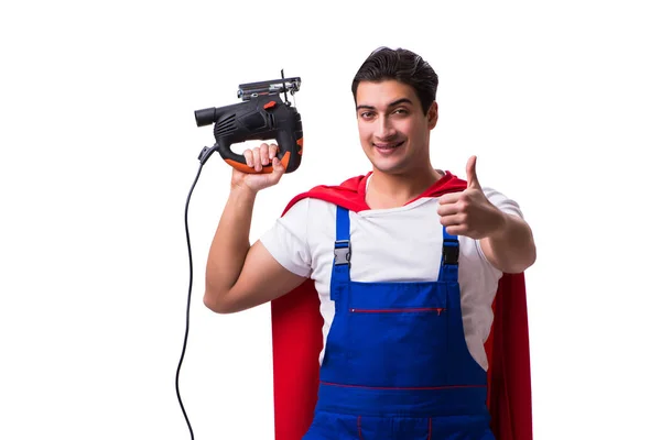 Superhelden-Reparateur isoliert auf dem weißen — Stockfoto