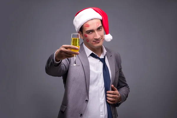 Man wearing santa in funny festive concept — Stock Photo, Image