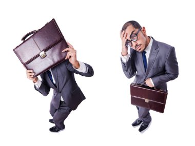 komik inek işadamı üzerinde beyaz izole