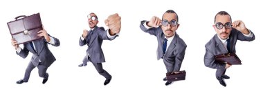 komik inek işadamı üzerinde beyaz izole