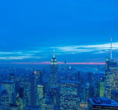 Günbatımında New York Manhattan manzarası