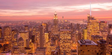 Günbatımında New York Manhattan manzarası