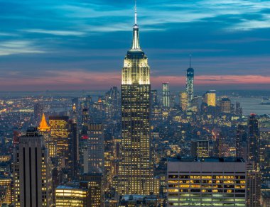 Günbatımında New York Manhattan manzarası