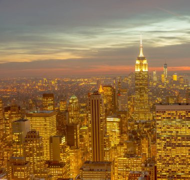 Günbatımında New York Manhattan manzarası