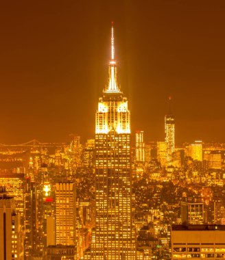 Günbatımında New York Manhattan manzarası