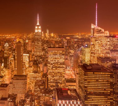 Günbatımında New York Manhattan manzarası