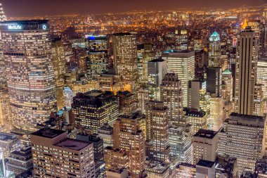 Günbatımında New York Manhattan 'ın gece manzarası