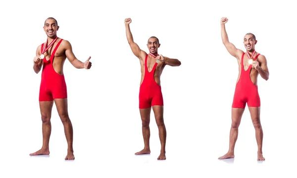 Young wrestler isolated on the white — Stock Photo, Image