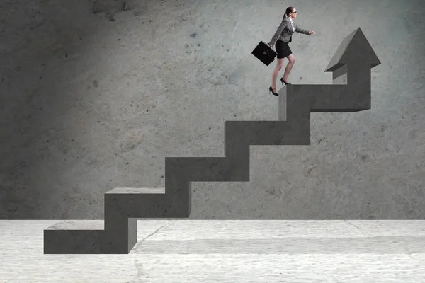 Young businesswoman climbing career ladder — Stock Photo, Image