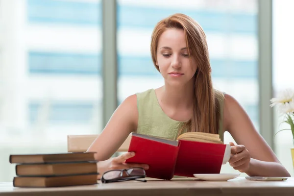 Young woman preparing for school exams — Stock Photo, Image