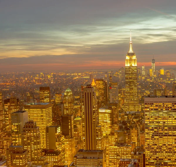 Vista de Nueva York Manhattan durante el atardecer — Foto de Stock