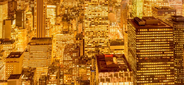 Uitzicht op New York Manhattan tijdens zonsondergang — Stockfoto