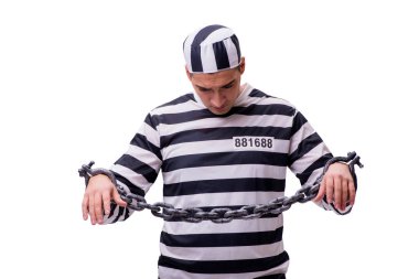 Beyaz arka plan üzerinde izole adam mahkum