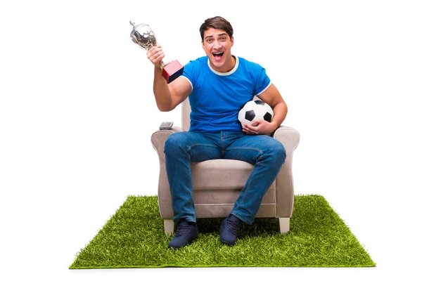 Hombre viendo deportes aislados sobre fondo blanco — Foto de Stock