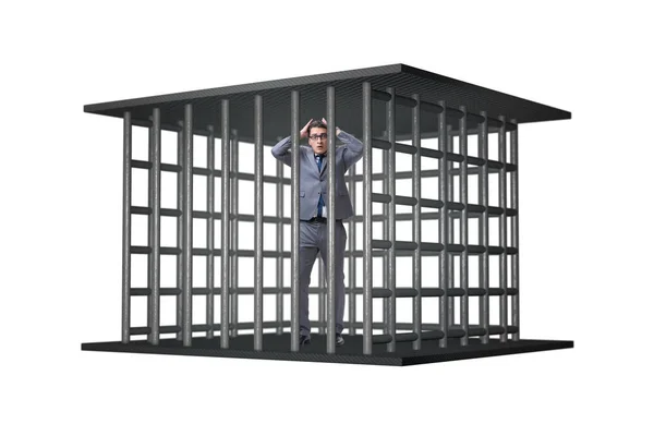 Empresario en la jaula aislado en blanco — Foto de Stock