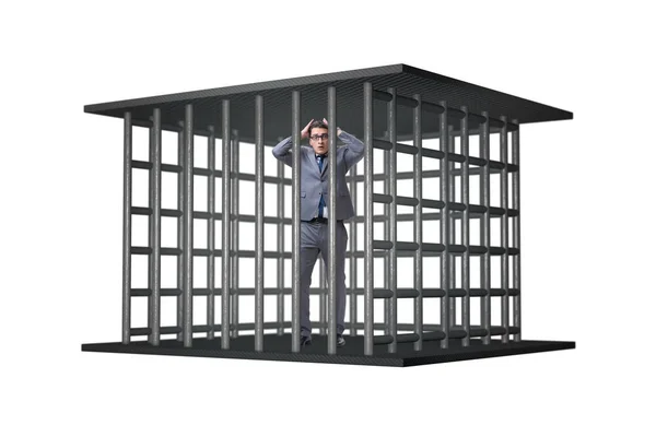 Businessman in the cage isolated on white — Stock Photo, Image