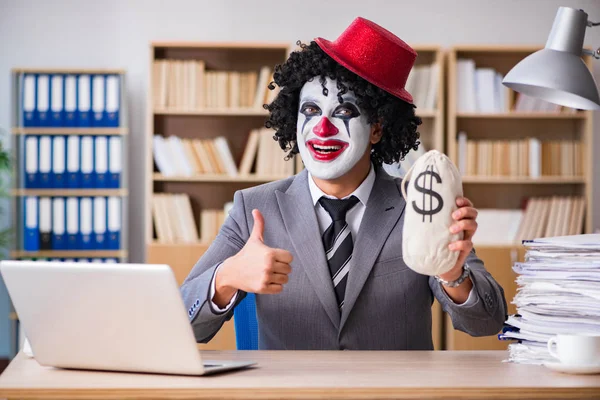 Clown businessman working in the office — Stock Photo, Image