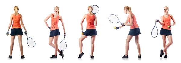 3.年轻女子孤身一人打网球 — 图库照片
