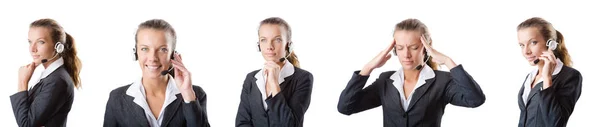 Call center assistant responding to calls — Stock Photo, Image