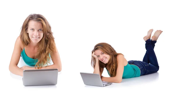 Young woman working on laptop — Stock Photo, Image