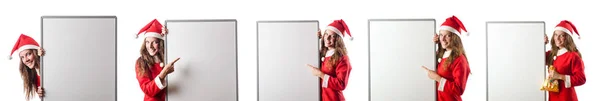 Santa girl izolované na bílém — Stock fotografie