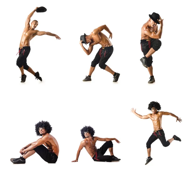 Collage van dansers geïsoleerd op witte achtergrond — Stockfoto