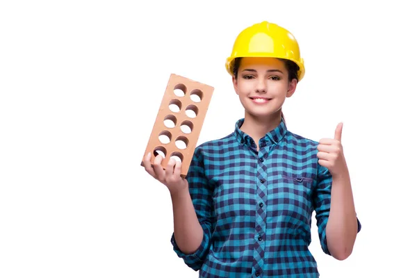 Young woman in industrial concept isolated on white — Stock Photo, Image