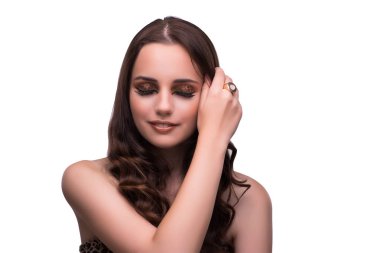 Genç kadın güzellik kavramı beyaz izole arka planda