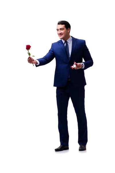 Romantikus koncepció férfi házassági ajánlattal — Stock Fotó