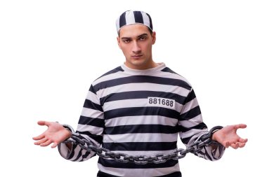 Beyaz arka plan üzerinde izole adam mahkum