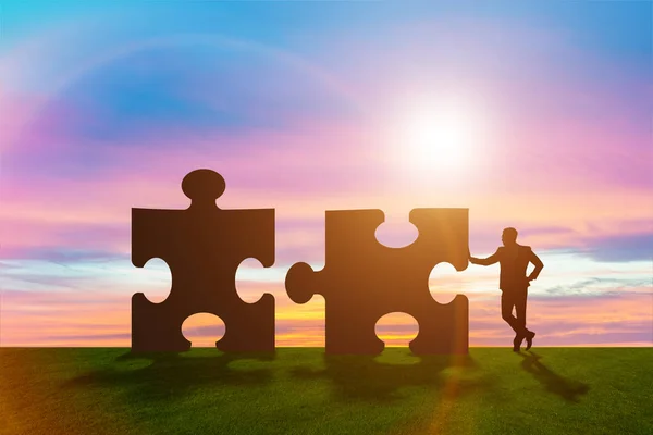 Business-Metapher der Teamarbeit mit Puzzle — Stockfoto
