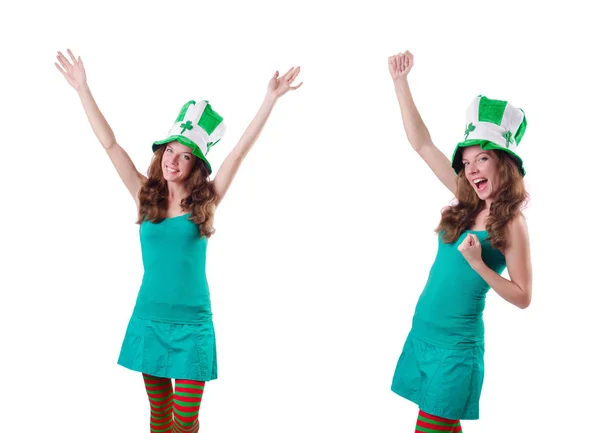 Young girl in saint patrick celebration concept — Stock Photo, Image