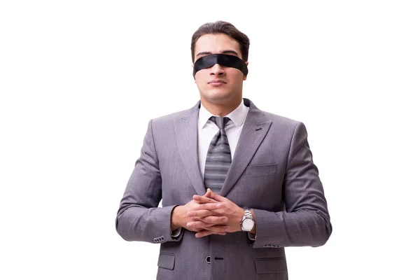 Blindfolded businessman isolated on white Royalty Free Stock Images