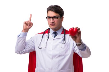 Süper kahraman doktor beyaz izole